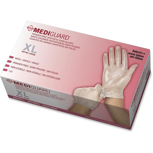Exam Gloves, Vinyl, Powder Free, X-Large, Clear 130/BX