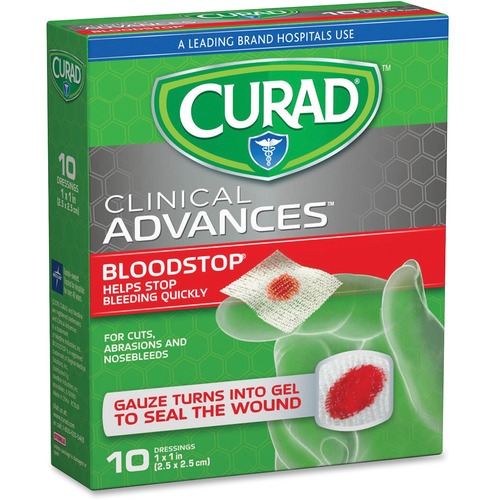 Blood Stop Bandage, Curad, 1" x 1", White 10/BX
