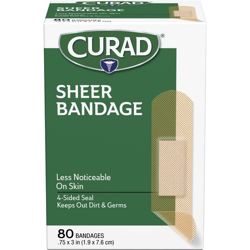 Sheer Adhesive Bandages, 3/4" x 3" 80/BX