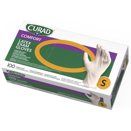 Latex Exam Glove, Powder Free, Small, White 100/BX