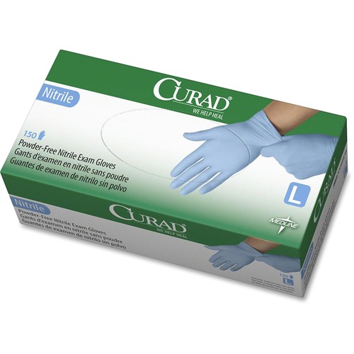 Nitrile Exam Gloves, Powder-Free, Large, Blue 150/BX