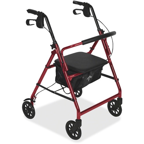 Basic Steel Rollators, 6" Wheels, 350 Pounds Capacity, Red