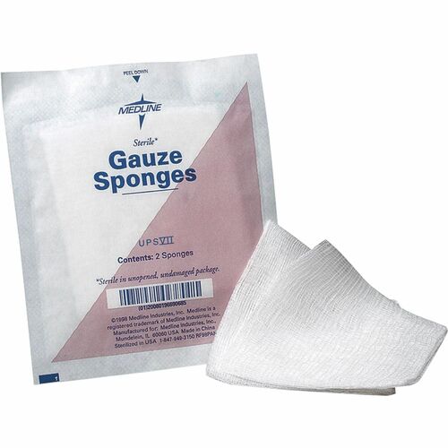 Gauze Sponges, Sterile, Cotton Woven, 3" x 3", 12 Ply, WE 80/BX