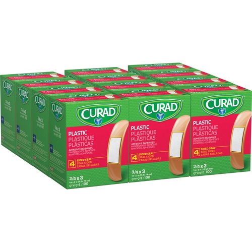 Bandages, Self, Adhesive, Plastic, 3/4" x 3", BN, 100 Per Box 12/CT