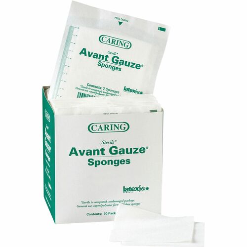 Gauze Sponges, Sterile, 2" x 2", 4 Ply, White 50/BX