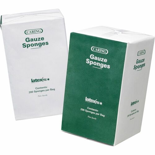 Gauze Sponges, Nonsterile, 4" x 4", 16 Ply, White 200/BX