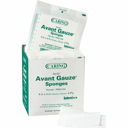 Gauze Sponges, Sterile, 4"x4", 4 Ply, White 50/BX