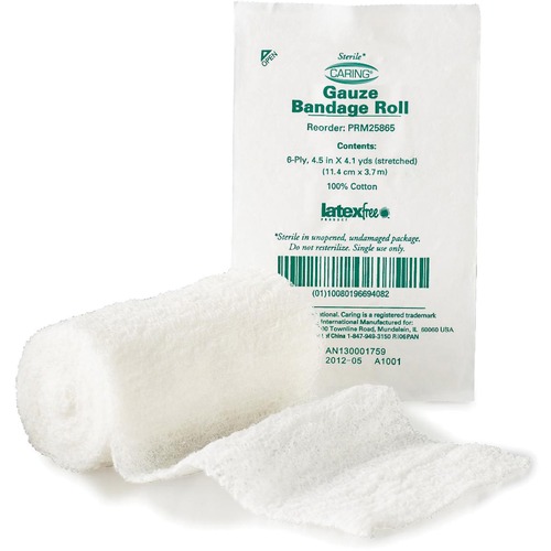 Gauze Bandage Roll, Sterile, 4-1/2" x 4 Yards, White 100/BX