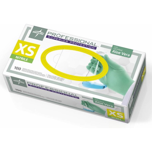 Nitrile Professional Aloetouch Gloves, X-Small, Green 100/BX