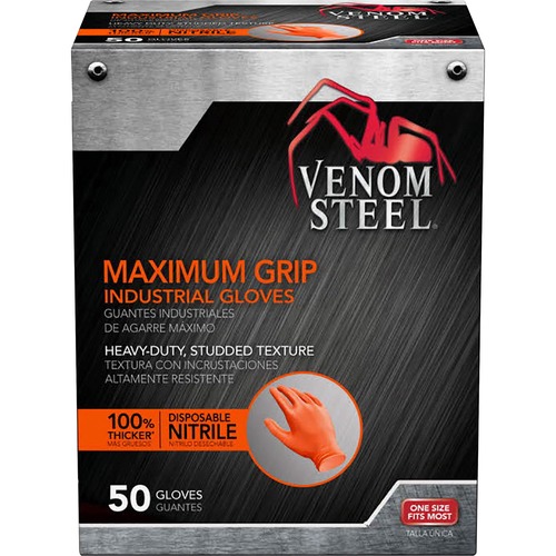 Gloves, Nitrile, Max Grip, Textured, Orange 50/BX