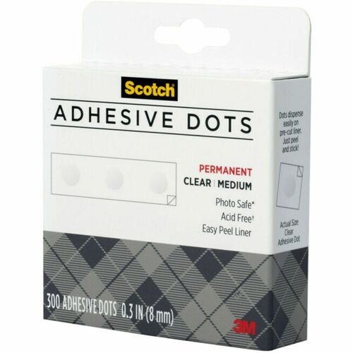 Adhesive Dots, Medium Craft, .3" Diameter, Clear 300/BX