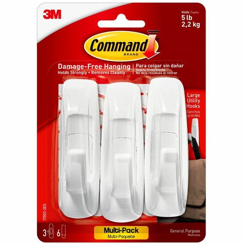 Hook, Command, Large, White, 3 Pack 3/PK