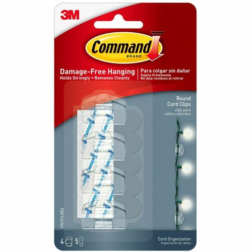 Clips, Cord, Clear, Round, 4 Clips 4/PK