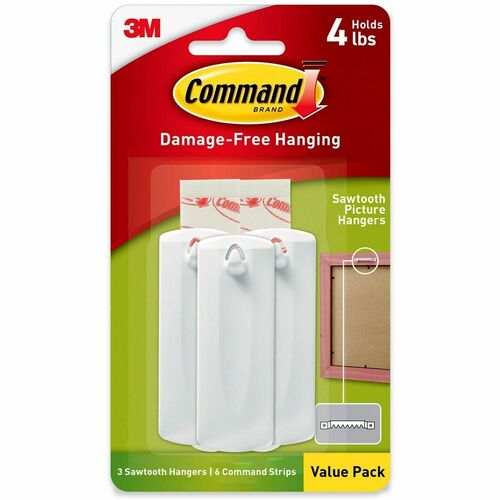 Hook, Adhesive, Sawtooth Hanger 3/PK
