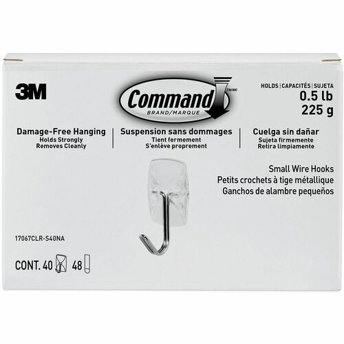 Clear Hooks and Strips, Small, Plastic/Metal 40/PK