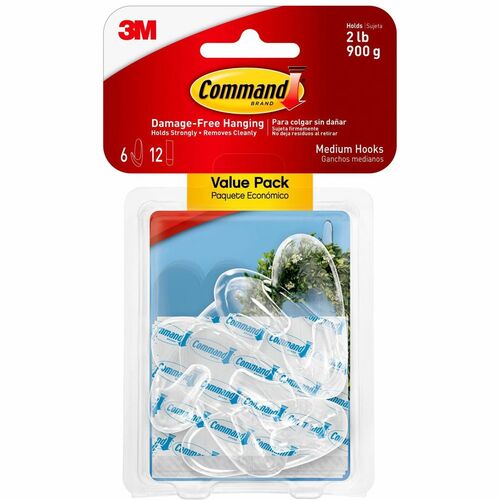 Hook, Command, Strips, Medium, Clear 6/PK