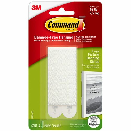 Strip, Hanging, Picture, Large, White 4/PK