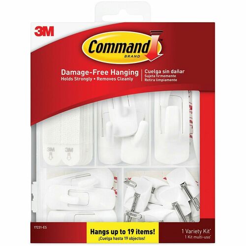 General Purpose Hooks-Variety, Plastic, White 54/PK