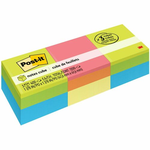 Cube, Notes, 2x2, 400 Sheet 3/PK