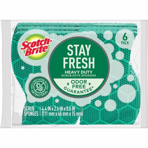 Scrub Sponges, Heavy-Duty, 6-1/5"x4-7/10"x2-1/2", Green 24/CT