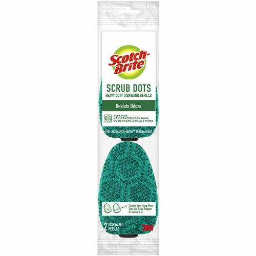 Refills For Scotch-Brite Dots Dishwand, Heavy-Duty, Green 2/PK