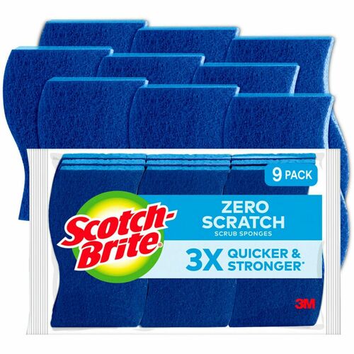 Sponge, Scrub, No Scratch, Curved, 9/PK 5/CT