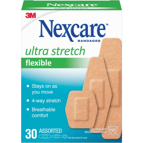 Nexcare Soft-N-Flex Bandages, Ast, TN 30/BX