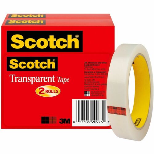 Tape, Roll, Transparent, 3/4" x 2592 2/PK