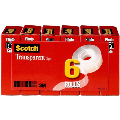 Tape, Roll, Transparent, 1/2" x 1296 6/PK