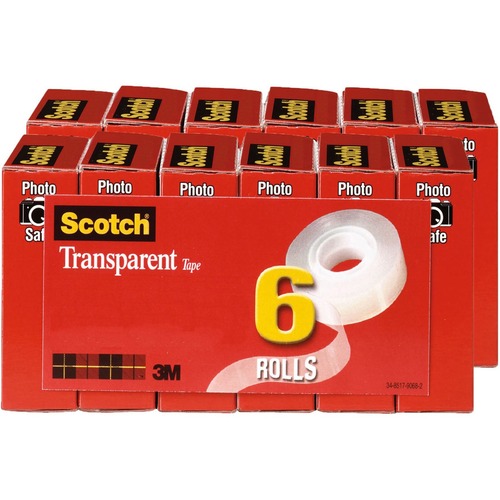 Tape, Roll, Transparent, 1/2" x 1296 6/BD