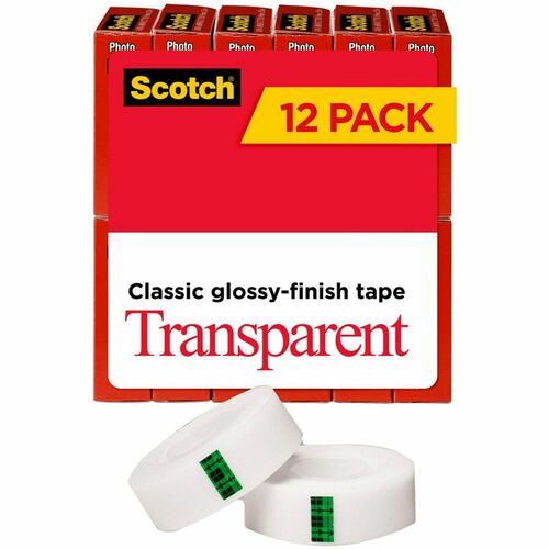 Tape, Roll, Transparent, 3/4" x 1000 12/PK