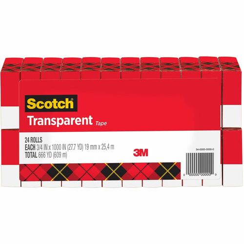 Tape, Roll, Transparent, 3/4" x 1000 24/PK
