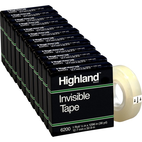 Invisible Tape, 1" Core, 1/2" x 1296", Clear 12/BX