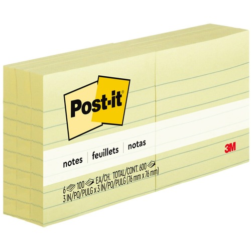 Notes, Post-It, 3x3, Lined 6/PK