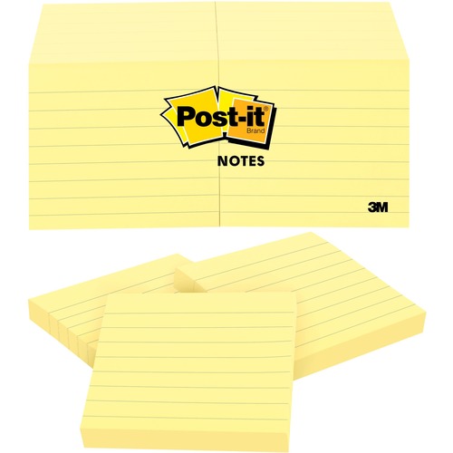Post-It Notes, Lined, 3"x3", 100 Sheets/Pad, Yellow 12/PK