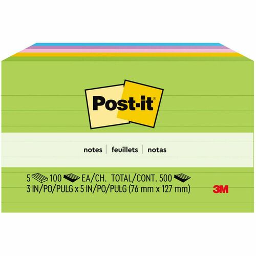 Notes, Post-It, 3x5, Lined 5/PK