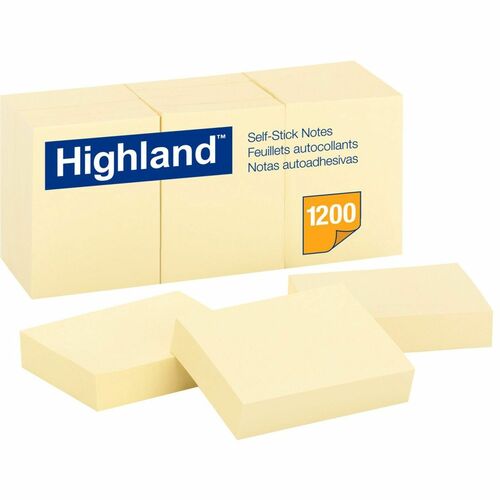 Notes, Highlighter, Stainless Steel, Plain, 1.5 x 2 Yellow