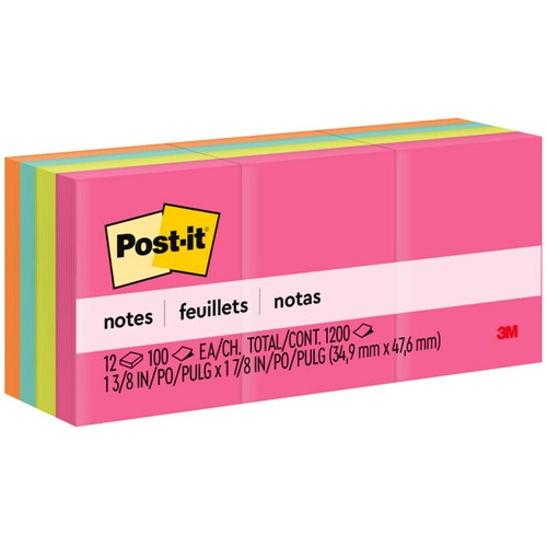 Notes, Post-It, 1.5 X 2, Ast 12/PK