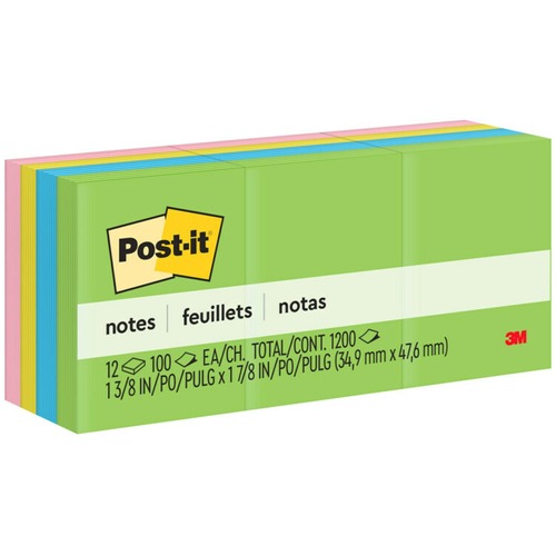Notes, Post It, 1.5x2, Ast 12/PK