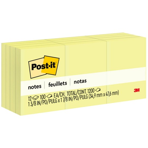 Notes, Post-It, 1.5 X 2 Inch, Ca 12/PK