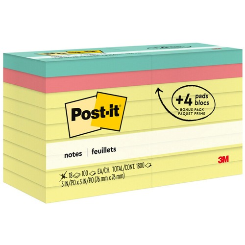 Notes, Value Pack, 3x3, 18 Pack 18/PK