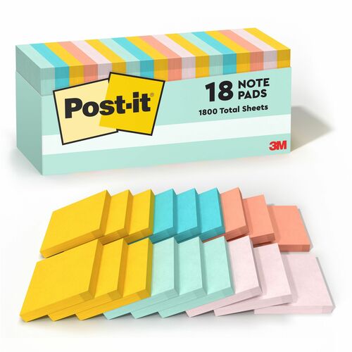 Post-It Notes, Orig Pad, 3" x 3", 100 Sheets Per Pad, Marseille 18/PK