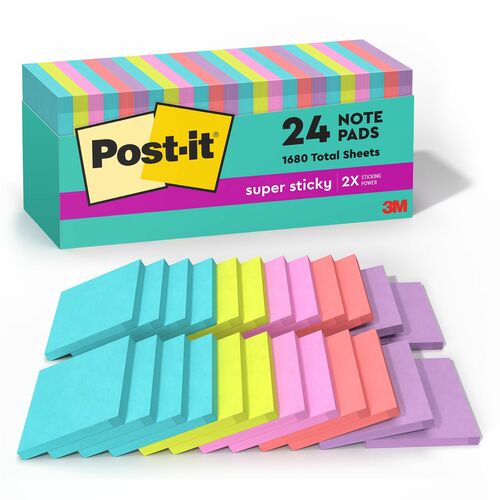 Notes, Post-It, Super Sticky, Miami 24/PK