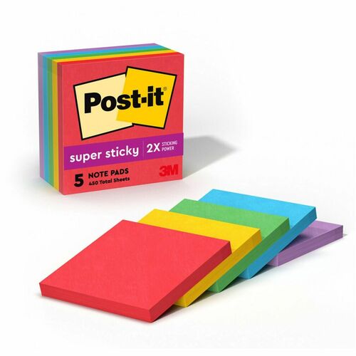 Notes, Super Sticky, 3x3, Assorted 5/PK