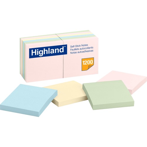 Notes, Post-It, Self-Stick, 3x3, Hiland 12/PK