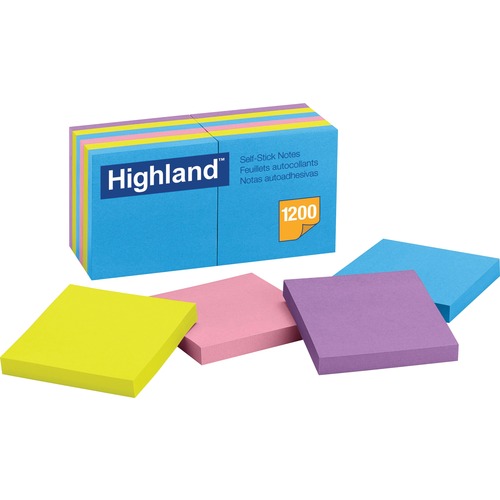 Notes, Sticky, Bright, 3x3 12/PK