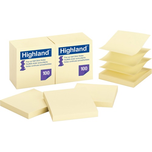 Note, Popup, Yellow, 3x3 12/PK