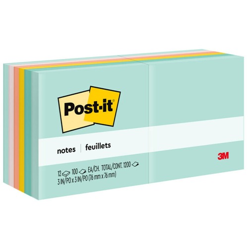Notes, Post-It, 3x3, Ast 12/PK