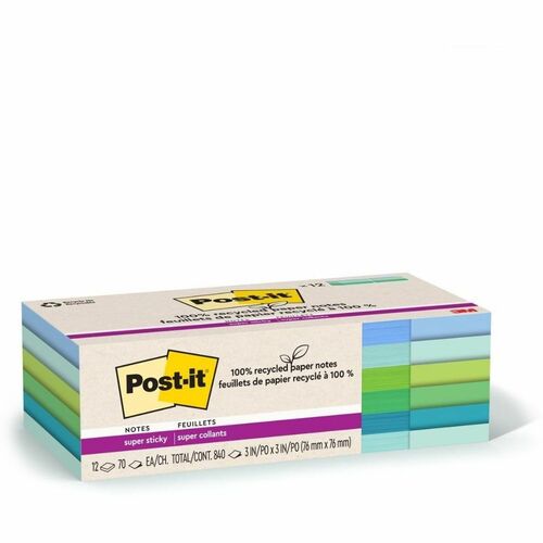 Supersticky, Recycled, 3 x 3 12/PK