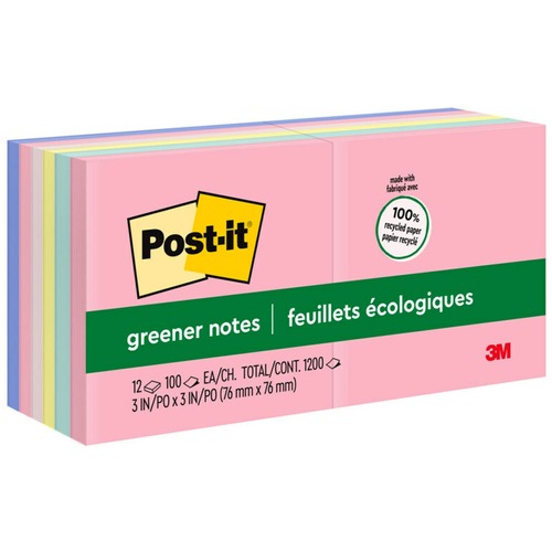 Note, Post-It, Recycled, 3x3 12/PK